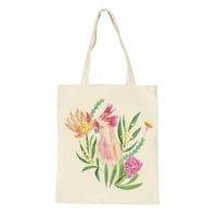 Papaya Project - Tote Bag Pintura Con Diamantes - Flores Beige
