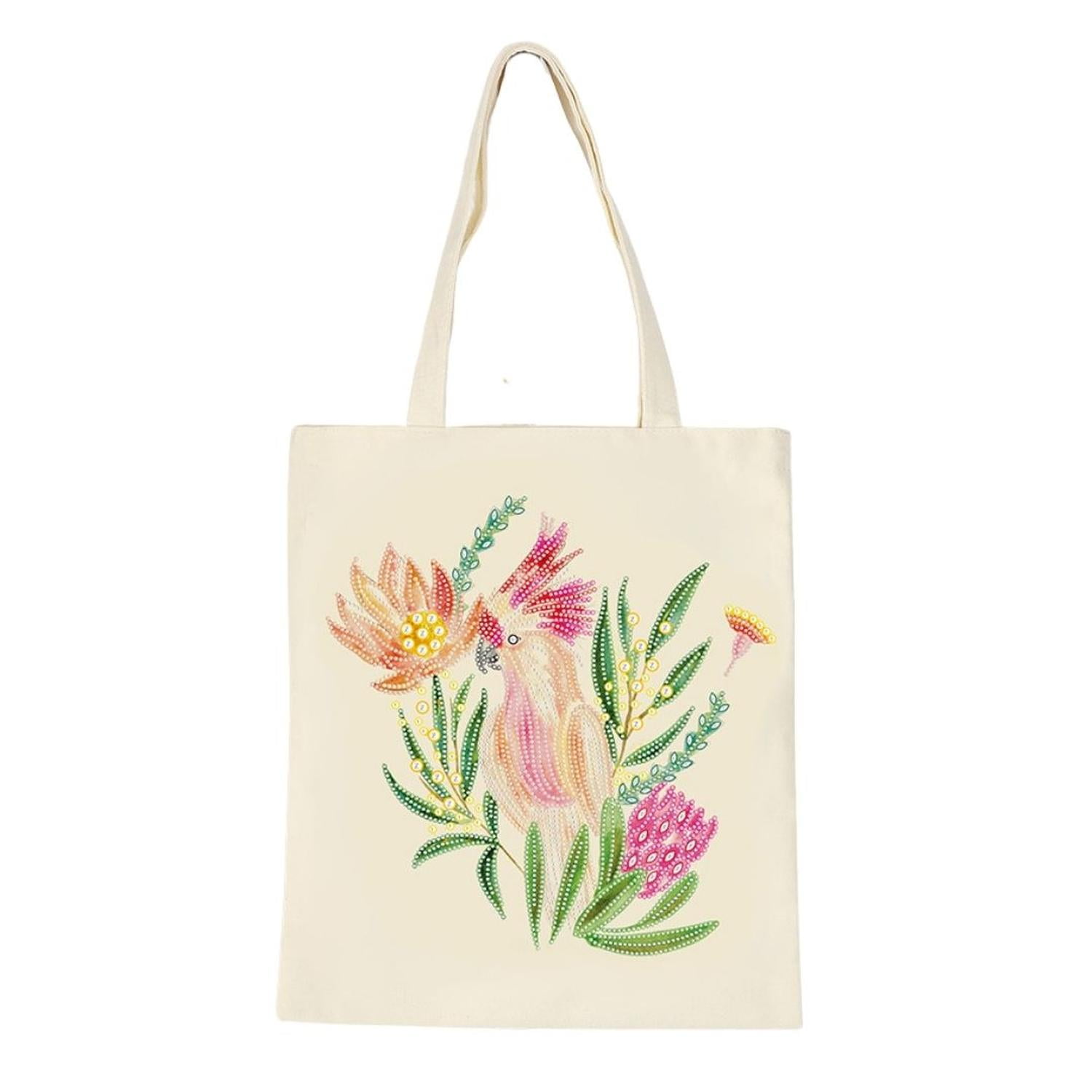Papaya Project - Tote Bag Pintura Con Diamantes - Flores Beige