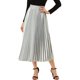 thumbnail image 1 of Falda de fiesta plisada midi con cintura elástica metálica para mujer NOMADIC NOOK S tono plateado, 1 of 7