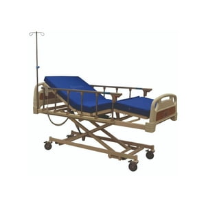 Glomed - Cama Clínica Eléctrica 4 Posic Premium + Colchón Pvc 8Cm Beige