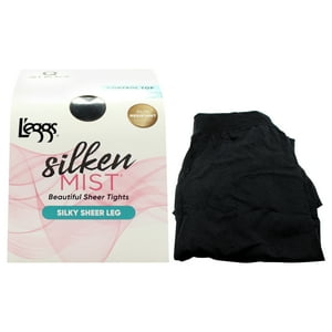 Medias Transparentes De Seda Silken Mist, Hermosas Medias Transparentes De Seda - Lsm200 Jet Black De Leggs Para Mujer - 1 Par De Pantimedias (Talla Q Plus)