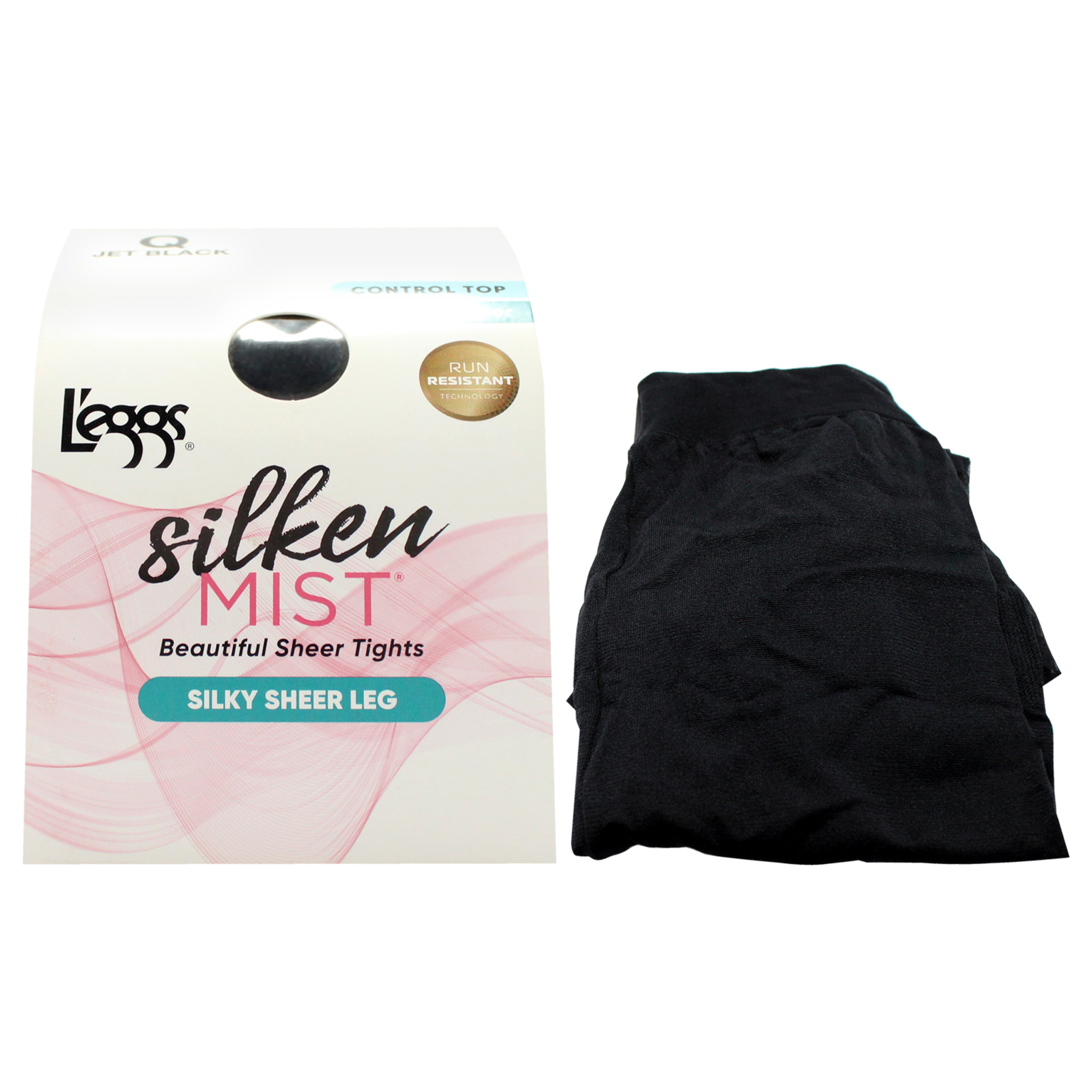 Medias Transparentes De Seda Silken Mist, Hermosas Medias Transparentes De Seda - Lsm200 Jet Black De Leggs Para - 1 Par De Pantimedias (Talla Q Plus)