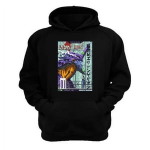 Genérico - Poleron Canguro Evangelion Negro Talla M Unisex