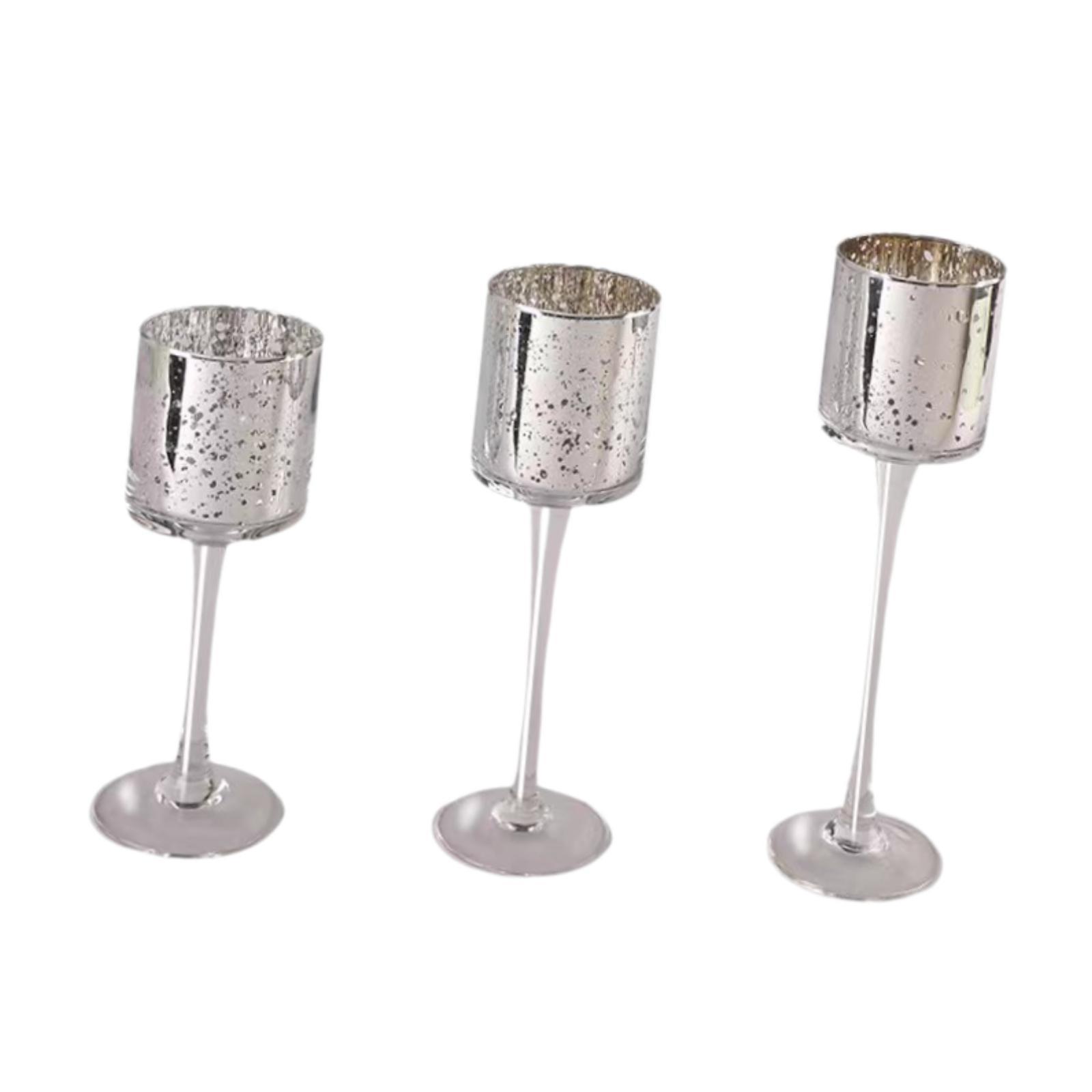 Bothyi - 3X Candelabro De Vidrio Portavelas De Vidrio Para Chimenea De Granja Aniversario Plata