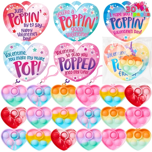 Tarjetas De Regalo Para El Día De San Valentín 30 Paquetes Con Llavero Pop Bubble