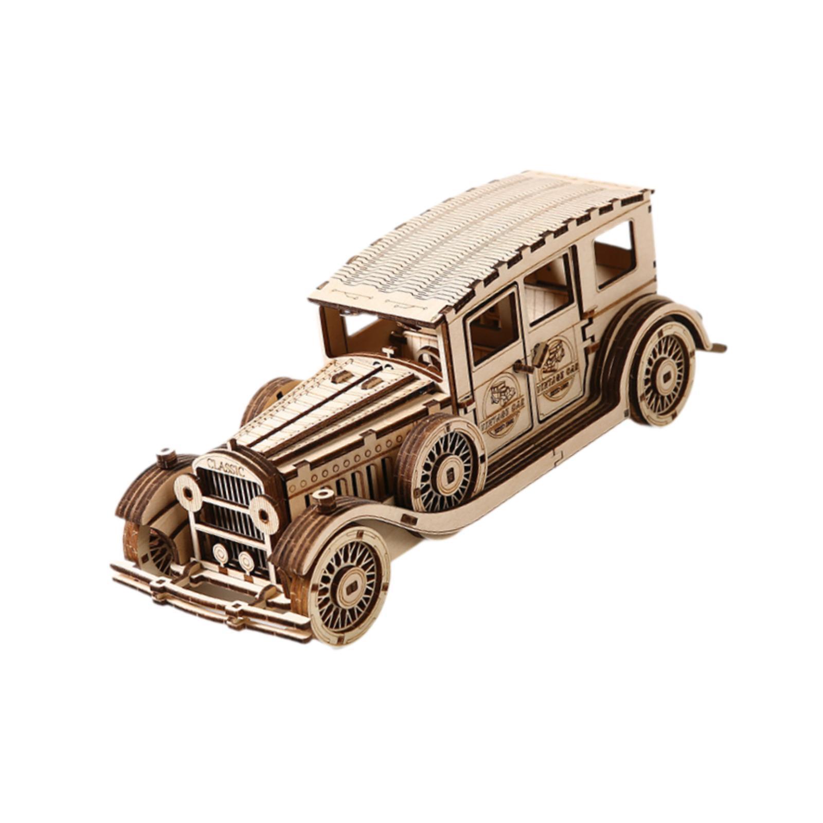Magideal - 3D -Holz -Puzzle -Modellauto -Kit, Juguete De Rompecabezas, Artesanías, Coordinación Retro -Construcción De Modelos De Automóviles Para El Regalo De C