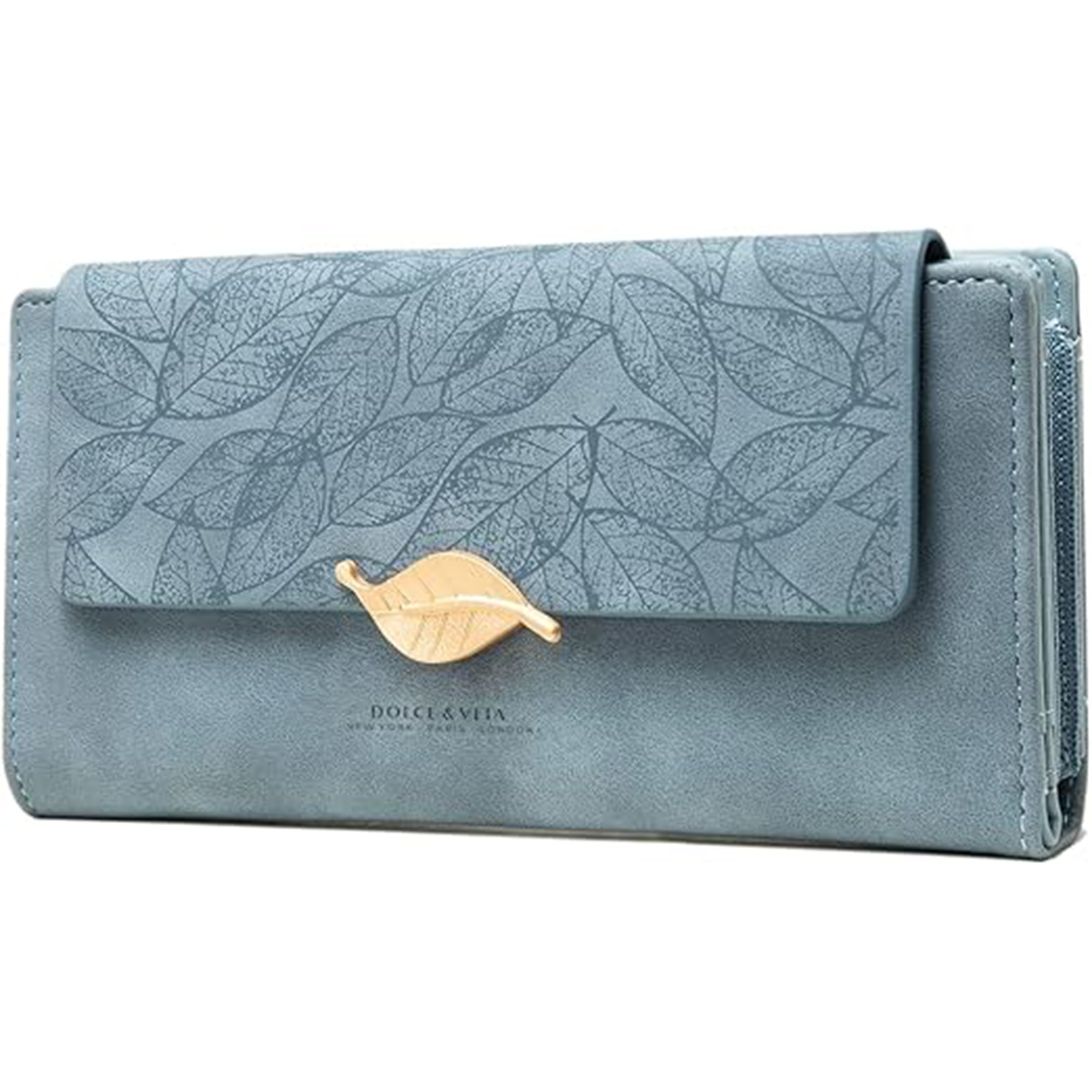 Veat00L - Billetera De Mujer, Gran Capacidad, Azul