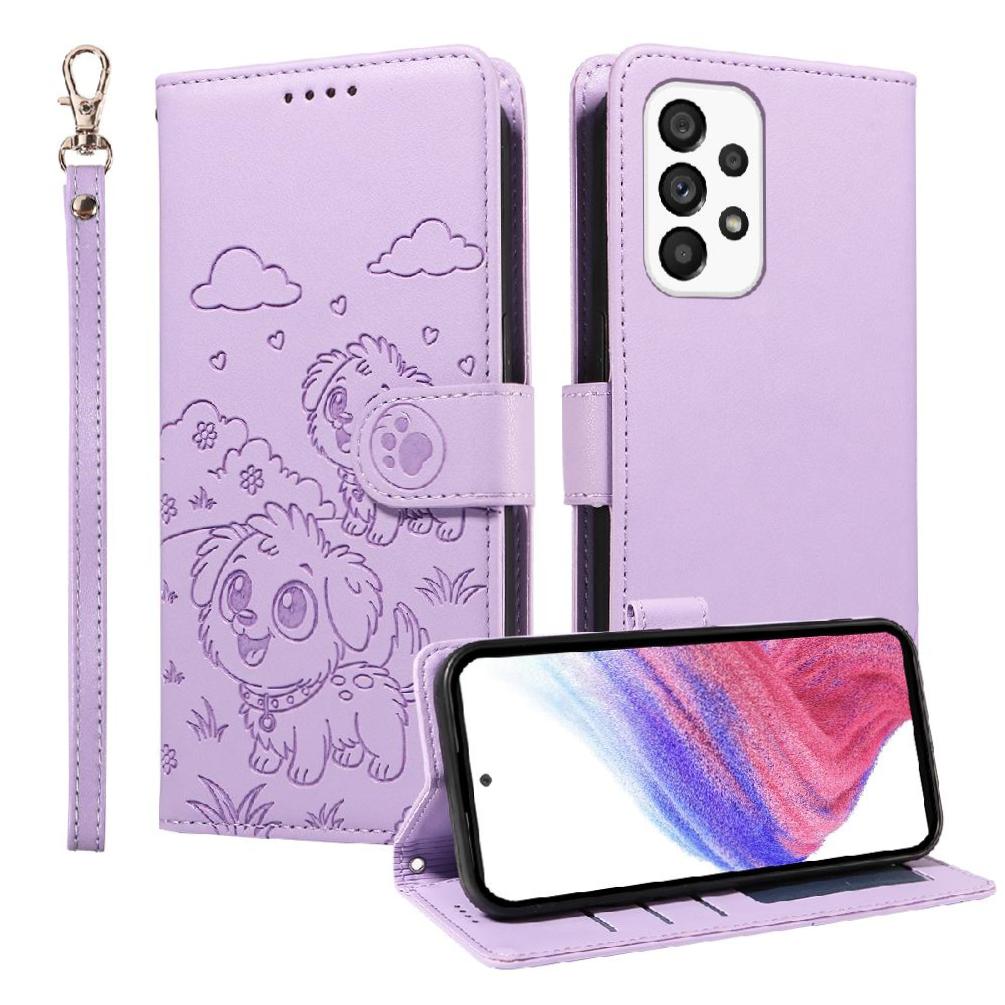 Funda Billetera Foxdock Compatible Con Samsung Galaxy A53 5G, Diseño Perrito Tierno, Ranuras Para Tarjetas Y Soporte Plegable