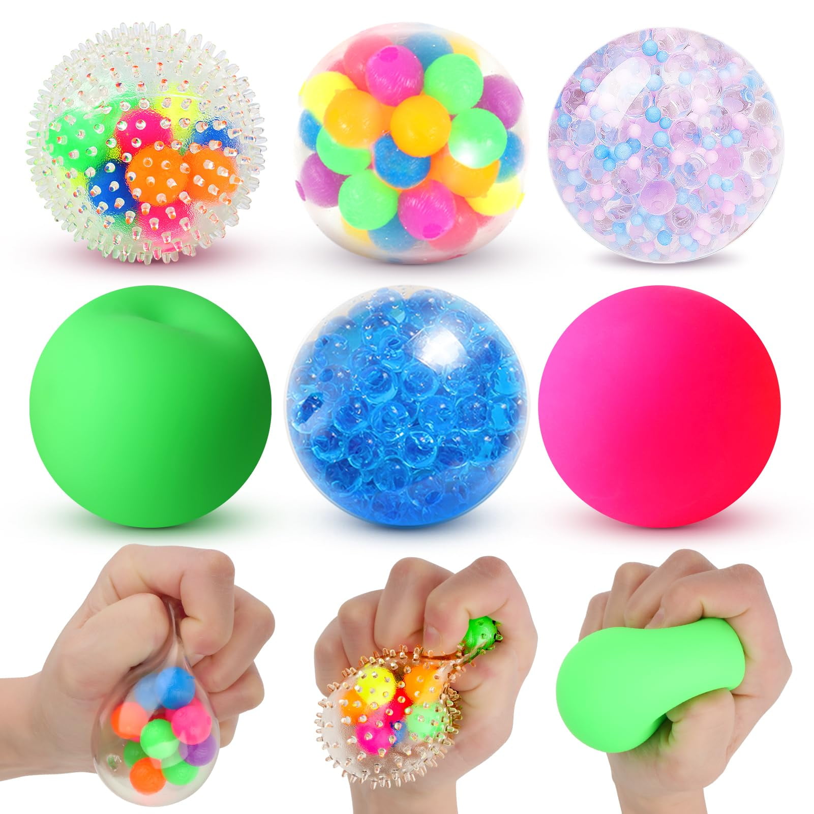 Lemostaar - Bolas Squishy Sensory Stress Para Exprimir El Estrés, Paquete De 6 Unidades, Para Adultos