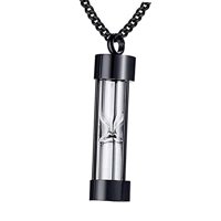 Ioensy - Collar De Reloj De Arena Joyería De Cremación Acero Inoxidable Para Cenizas Negro