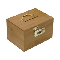 Magideal - Caja De Ahorro De Madera Estilo Vintage Caja De Almacenamiento De Escritorio Decorativa Rectángulo Colección Bloqueo De Contraseña Caja De Dinero Para
