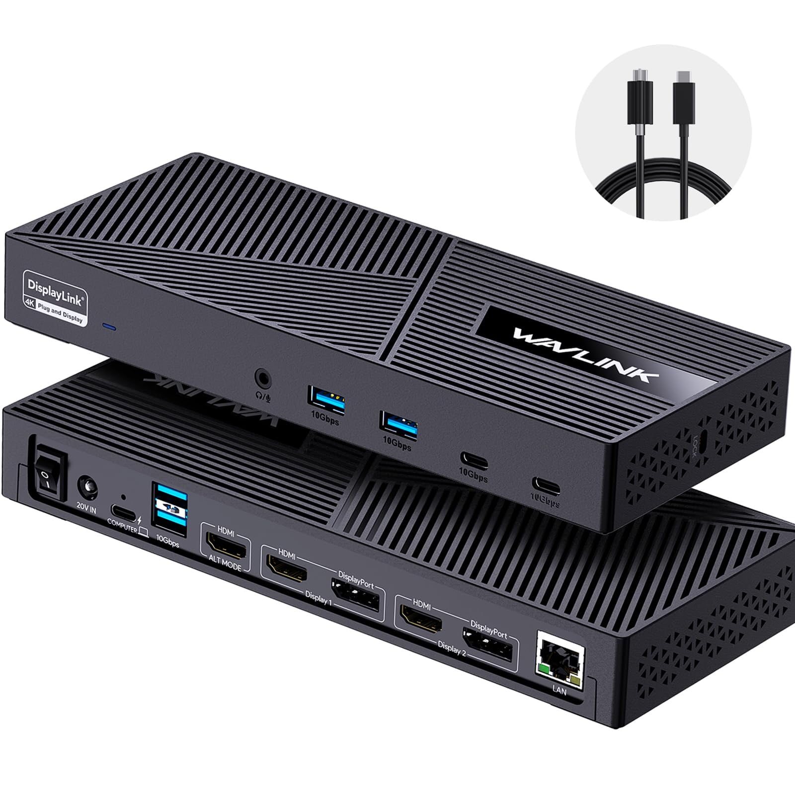 Estación De Acoplamiento Wavlink Usb-c De Triple Pantalla 100 W Pd 15 En 1