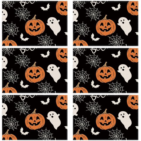 Placemats Xchi Boo Spooky Ghost Pumpkin Para Halloween, Juego De 6
