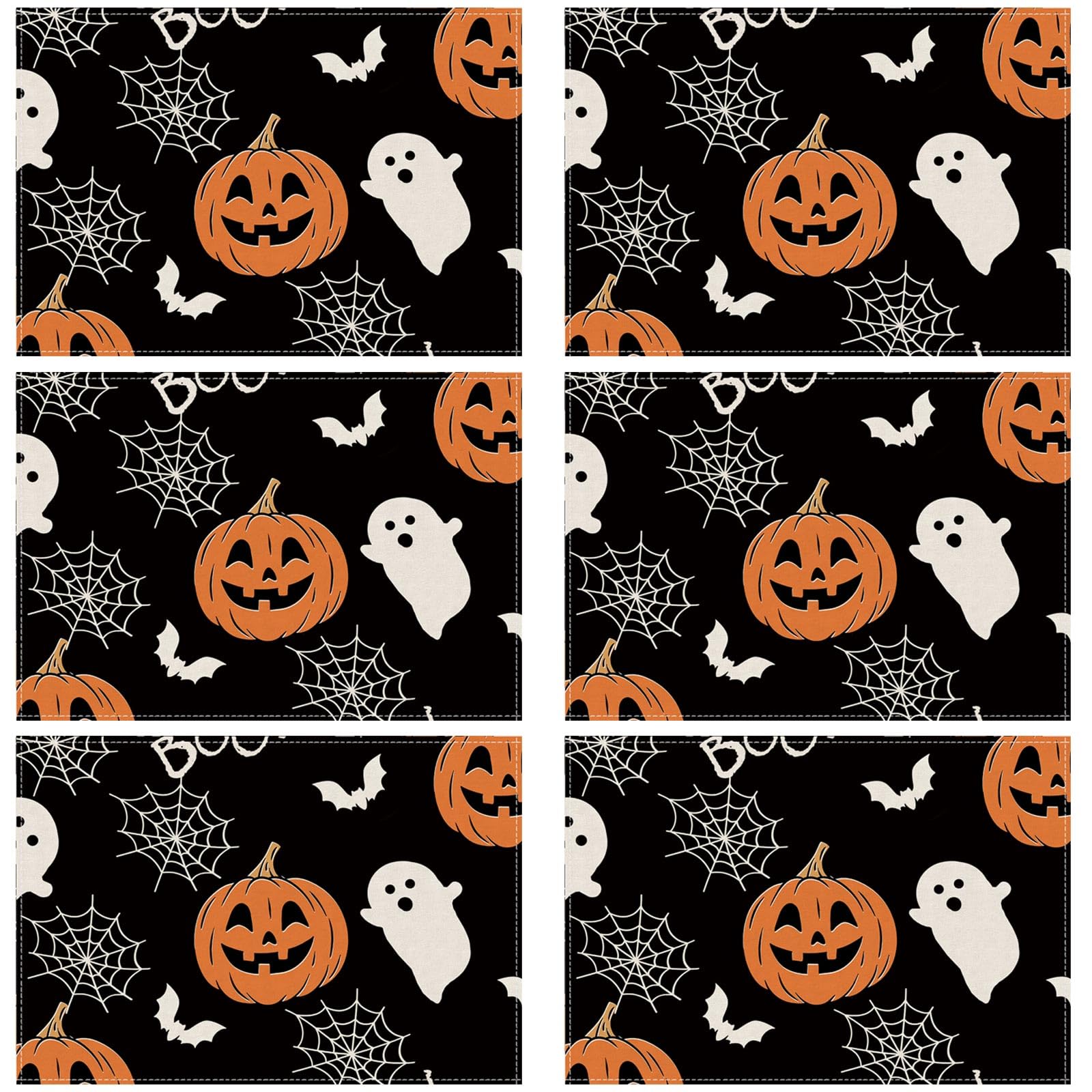 Placemats Xchi Boo Spooky Ghost Pumpkin Para Halloween, Juego De 6