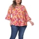thumbnail image 1 of Agnes Orinda Blusas Peplum Babydoll con Volantes de Manga 3/4 y Cuello en V Floral para Mujer Talla Grande 4X Naranja, 1 of 7