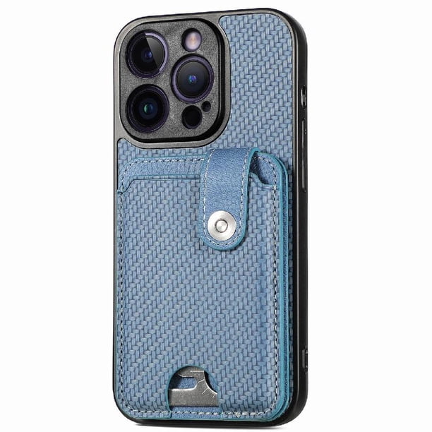 Funda Billetera Tejida para iPhone 14 Pro Max con Soporte y Tarjetero Azul