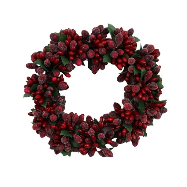 Anillo navideño con forma de corona de bayas con forma de corona de bayas, 15 cm, para 3 pilares