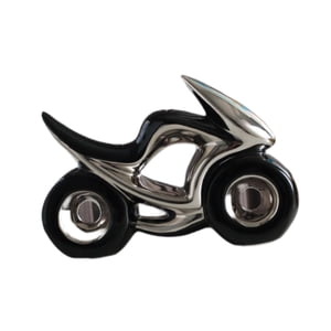 Bothyi - Estatua De Cerámica Para Motocicleta, Mesa Moderna Artesanal Para Decoración, Armario De Dormitorio, Color Negro Y Plateado