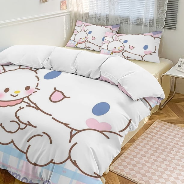 Cinnamoroll 3-Piece Twin Bed Set - Includes 1 Single Comforter And 2 Pillowcases Bedding - Fade Resistant Microfiber - Cinnamoroll