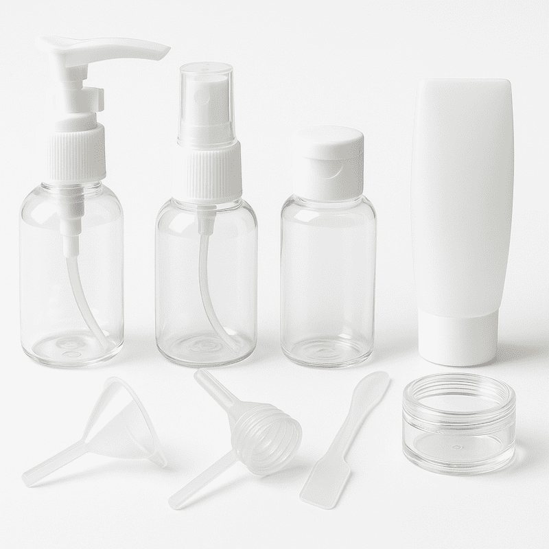 Kit De Viaje Set Botellas 9 Piezas Frascos Plasticos Travel