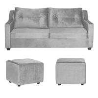 Genérico - Sofa Aries 2Puff Gris