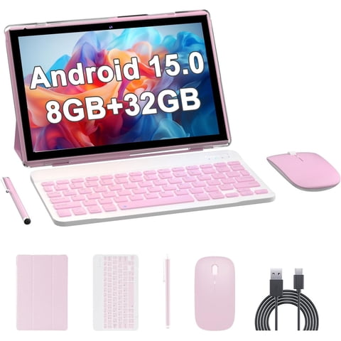 Ruiqiai - Tablet 10 1 Android 15 8Gb 32Gb Teclado Rosa