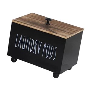 Bothyi - Organizador De Tampones De Madera Con Tapa, Recipiente De Madera, Servilletero, Organizador De Tampones, Color Negro