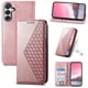 thumbnail image 1 of Funda Flip FOXDOCK para Samsung Galaxy M15 , Estilo Billetera con Diseño Rombo, Correa de Mano y Soporte, Uso Diario, 1 of 6