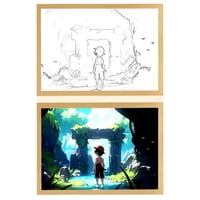 Lelumania - Cuadro Led De Luffy En El Bosque 23X18Cm