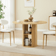 thumbnail image 1 of 47.24" Round Dining Table (Serves 2–4) with Two Dining Chairs Blends modern and farmhouse styles, featuring a double-tiered storage shelf, suitable for dining rooms or living spaces.Natural, 1 of 3