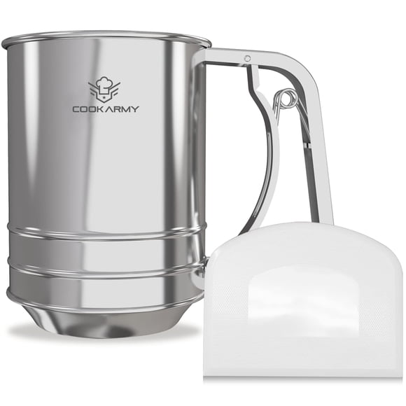 Tamizador de harina Cook Army, 3 tazas, acero inoxidable, doble capa