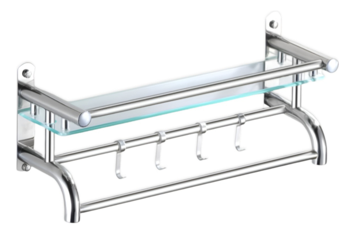 Genérico - Estante Organizador Baño Vidrio Toallero Acero Inoxidable