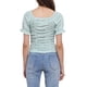 thumbnail image 3 of INSPIRE CHIC Blusa corta con nido de abeja elegante para mujer, ajuste delgado, blusa campesina floral para el regreso a clases, cian L, 3 of 6