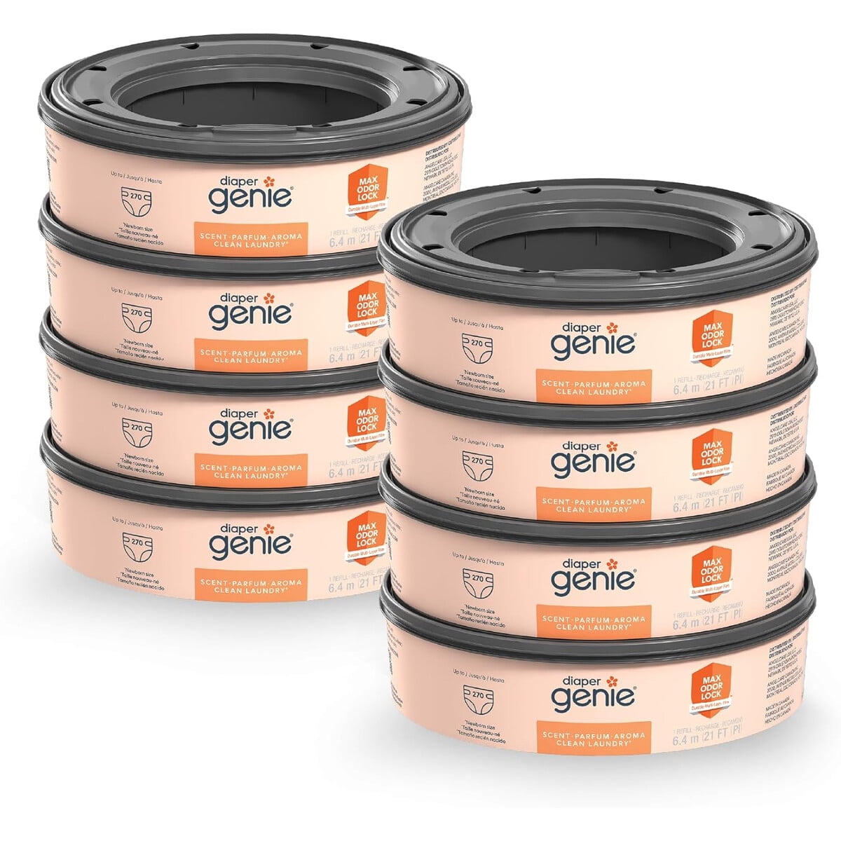 Bolsas Repuesto Diaper Genie 8 Pack 270 Unidades Aroma Limpio