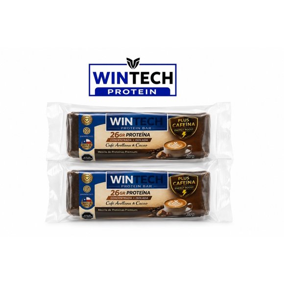 Pack 02 WinTech: Energía Café & Avellana (Plus Cafeína) con 26 gr de Proteina Whey Concentrada + Isolada