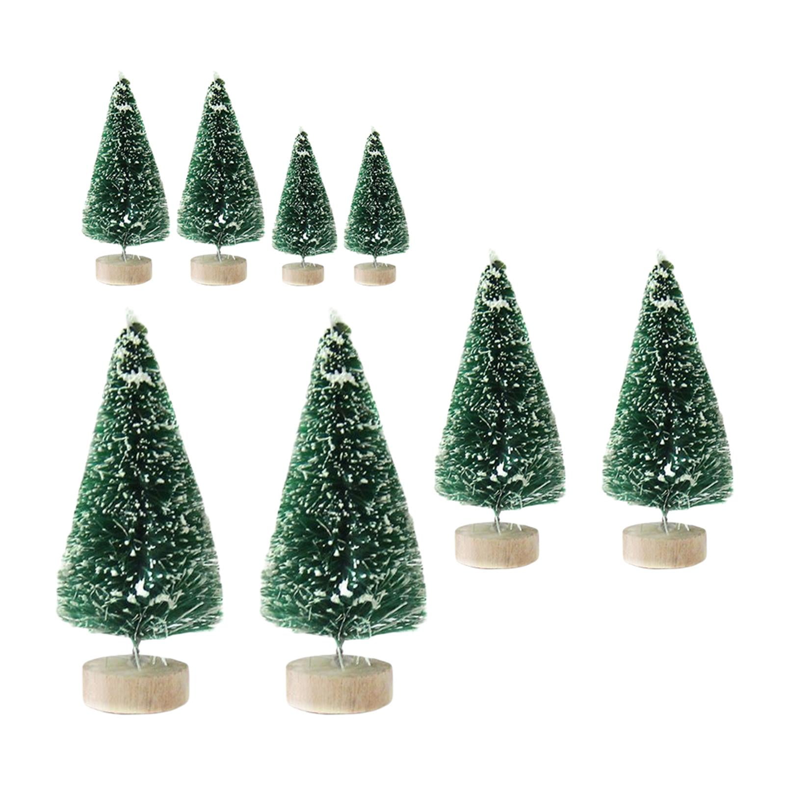 Magideal - 8x Pinos En Miniatura De Escritorio Con Base De Madera, Mini Árboles De Navidad Artificiales De 4 Tamaños Para Escritorio, Decoraciones Para El Hogar Verde Oscuro