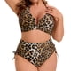 thumbnail image 5 of Agnes Orinda Conjunto de Bikini de Dos Piezas para Mujer Talla Grande con Espalda Halter y Lazo, Corte Curvo, Traje de Baño de Playa con Estampado de Leopardo Negro 1X, 5 of 8