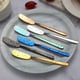 thumbnail image 2 of Paquete de 6 espátulas para untar mantequilla, colores surtidos, de acero inoxidable 304, para untar queso, postres, mermeladas, crema, panes y tostadas, 6,6 x 0,7 pulgadas., 2 of 7