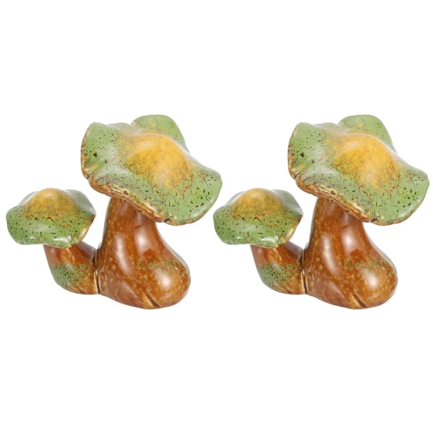 2 Paquetes de Cubiertas de Pernos de Inodoro, Tapas de Pernos de Inodoro de Cerámica Decoración de Champiñones Tapas de Tornillos de Inodoro Lindo para Decorar el Baño, Amarillo-verde