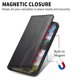 thumbnail image 2 of Funda tipo cartera para iPhone 16 Pro Max de piel con cierre magnético, ranuras para tarjetas y correa para la muñeca Negro, 2 of 6