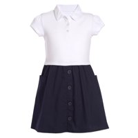 Vestido Polo Nautica De Popelina Blanco/Azul Marino Para Niñas De 5 Años