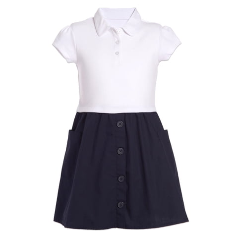 Vestido Polo Nautica De Popelina Blanco/Azul Marino Para Niñas De 5 Años