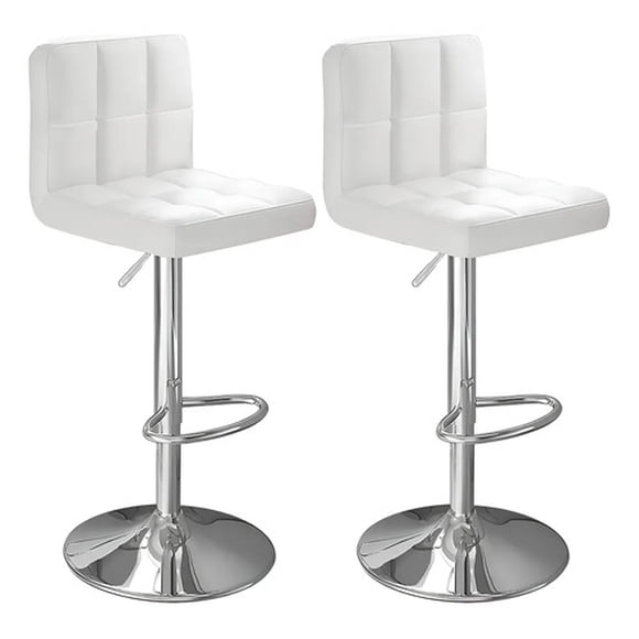 Taburete silla Piso giratorio Bar 2 Unidades Cuero Blanco respaldo