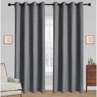 Riqui - 1 Paño Cortina Lino Con Blackout 140X220 Gris Oscuro