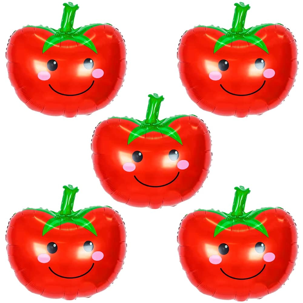 Horuius - Globos De Aluminio Horius Con Temática De Tomate, Verduras Y Tomates, 6 Cm, 5 Unidades