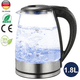 thumbnail image 1 of Hervidor de agua de cristal de 1,8 l, hervidor de agua de cristal LED de acero inoxidable de 1500 W, tetera sin BPA, 1 of 5