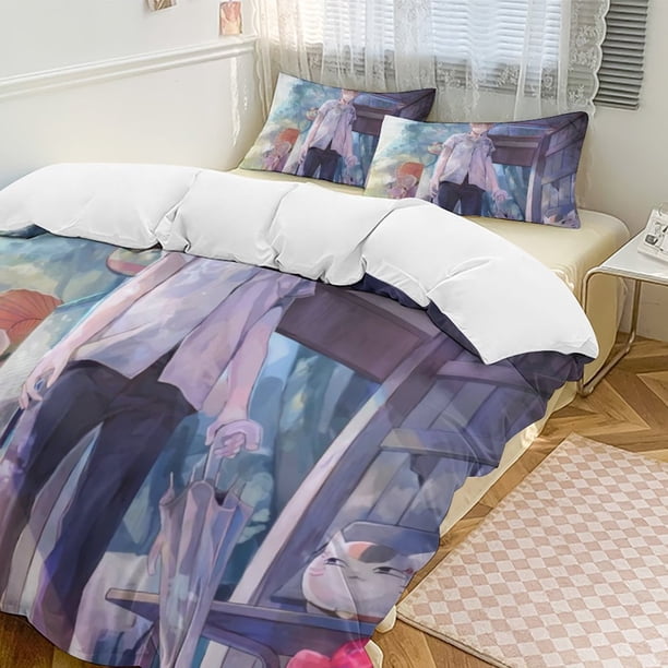 Natsume's Book of FriendsCartoon Collection 3-Piece Comforter Set, Personalized Bedding Decor for Kids And Teens Bed Sheets