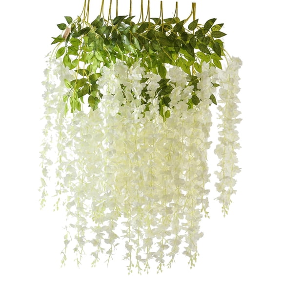 12x Guirnalda De Wisteria Artificial Arco Flor De Simulación Para Pared De Boda Blanco