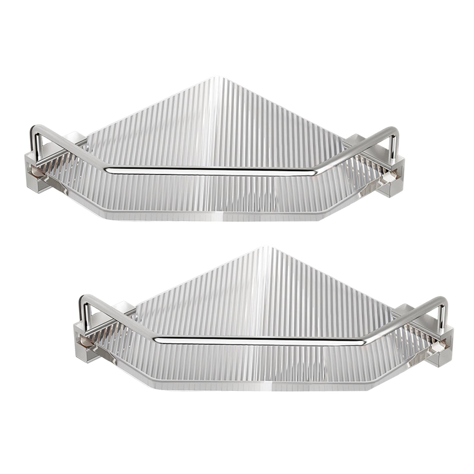 Magideal - Ducha De Esquina Caddy Estante De Esquina Sin Perforación Soporte De Almacenamiento Resistente A La Corrosión Estantes De Baño Para Lavandería Cocina Doble Argenta