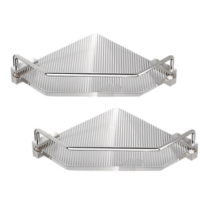 Magideal - Ducha De Esquina Caddy Estante De Esquina Sin Perforación Soporte De Almacenamiento Resistente A La Corrosión Estantes De Baño Para Lavandería Cocina Doble Argenta